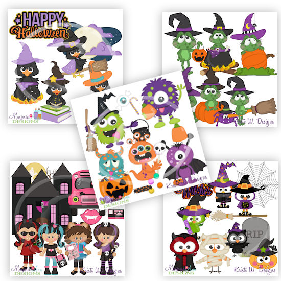 Halloween Set 7 Bundle-5 Sets SVG Cutting File Sets + Clip Art - Click Image to Close